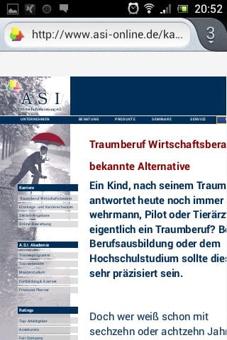 Mobile Karriere-Website ASI Wirtschaftsberatung