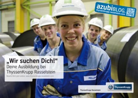 Poster mit dem der Azubiblog von ThyssenKrupp Rasselstein beworben wird