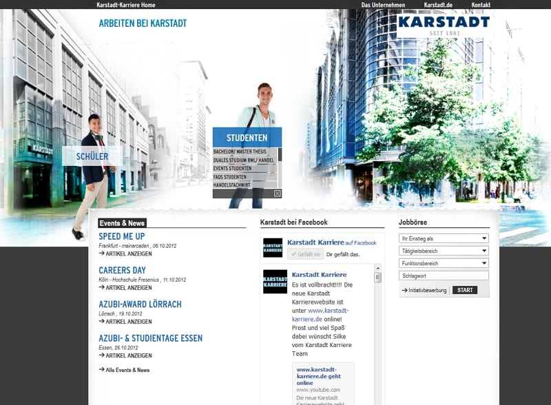 Suchspiel auf Karstadt Karriere - wo ist die restliche Zielgruppennavigation geblieben?