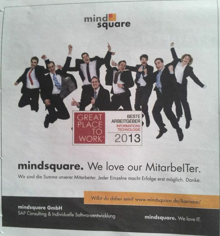 Great Place to Work - Deutschlands bester Arbeitgeber - Mindsquare Employer Branding mit Imageanzeige