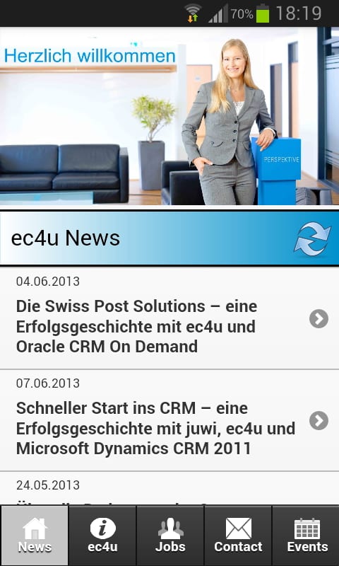 Mobile Job App von ec4u - Startbildschirm