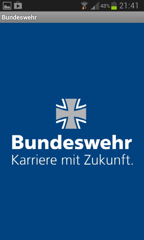 Mobile Recruiting bei der Bundeswehr -Startbildschirm der Job App