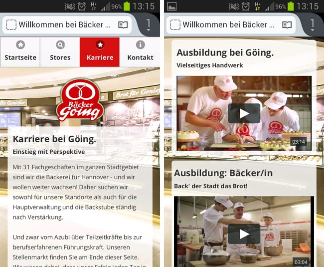 Ausbildungsmarketing im Bäckerhandwerk - Die mobil optimierte Website der Bäckerei Göing
