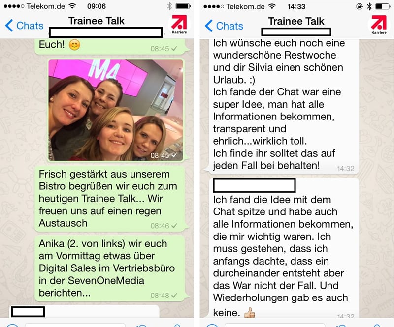 TraineeTalk per WhatsApp bei ProSiebenSat.1