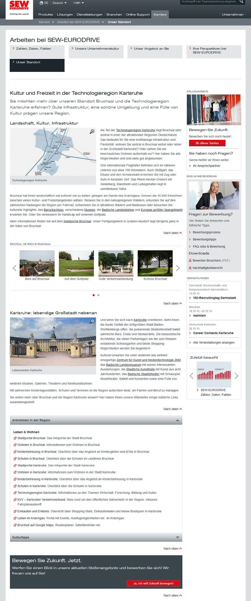 Standort-Informationen über Bruchsal auf der Karriere-Website von SEW-EURODRIVE