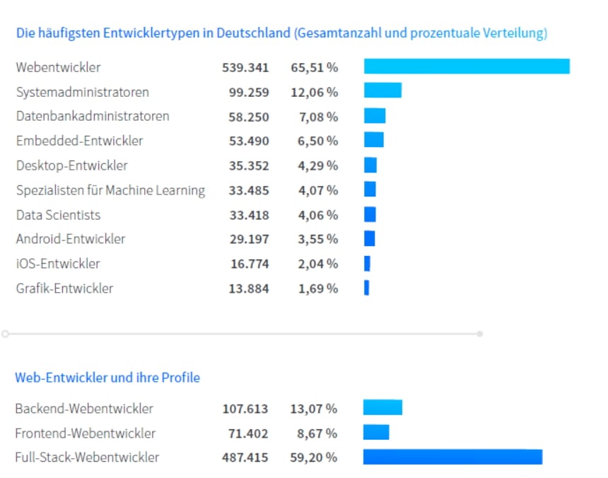 Die häufigsten Entwicklertypen in Deutschland