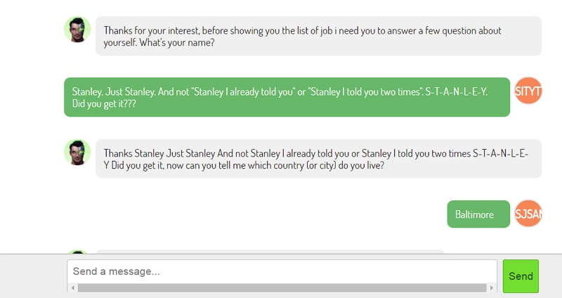 Stanley der Recruiting-Chatbot hat noch Verständigungsschwierigkeiten