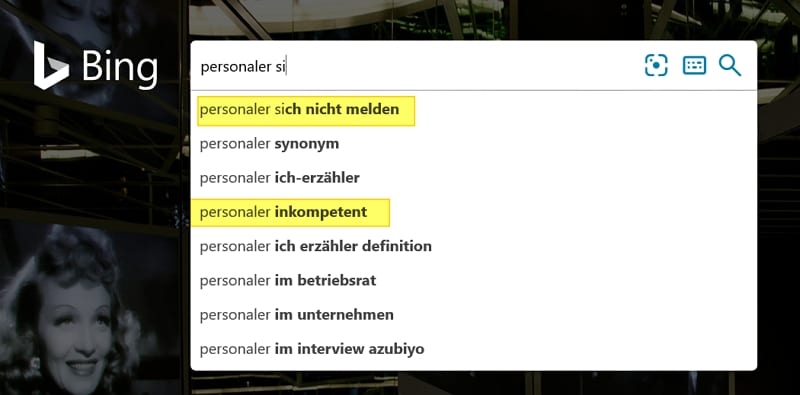 Gemäß Bing sind Personaler inkompetent